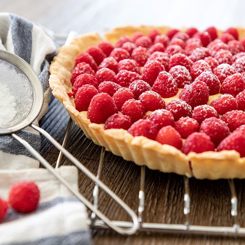 Himbeertarte mit Vanillepudding